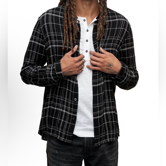 John Varvatos Broad Classic Fit Sport Shirt SZ XL Band Collar Wool Blend EUC - Picture 8 of 8